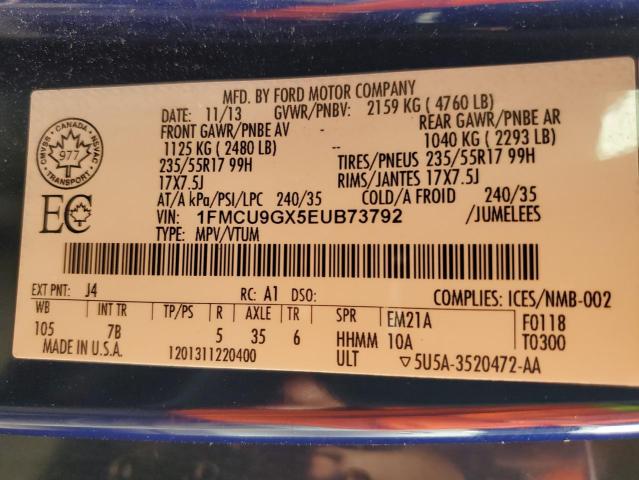 Photo 10 from auction – 2014 FORD ESCAPE SE with VIN 1FMCU9GX5EUB73792