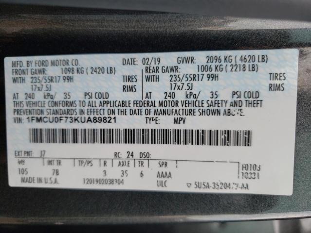 Photo 10 from auction – 2019 FORD ESCAPE S with VIN 1FMCU0F73KUA89821