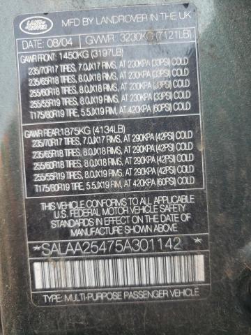 Photo 10 from auction – 2005 LAND ROVER LR3 with VIN SALAA25475A301142