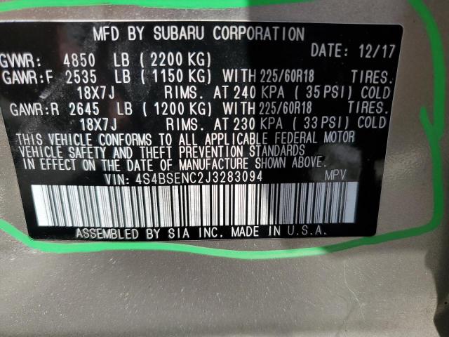 Photo 10 from auction – 2018 SUBARU OUTBACK 3. with VIN 4S4BSENC2J3283094