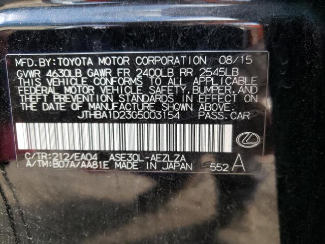 Photo 10 from auction – 2016 LEXUS IS 200T with VIN JTHBA1D23G5003154