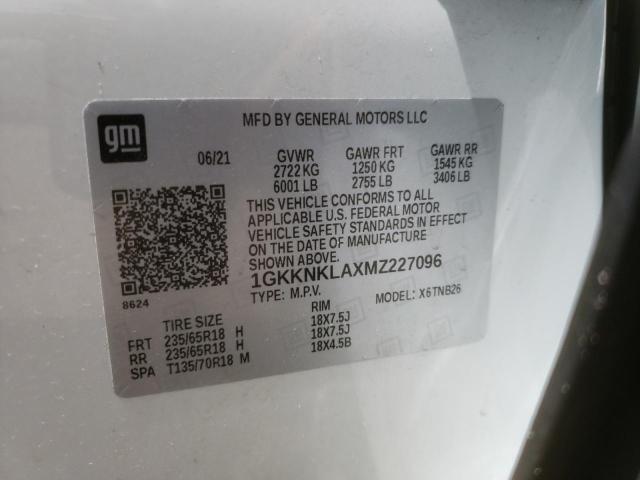 Photo 10 from auction – 2021 GMC ACADIA SLE with VIN 1GKKNKLAXMZ227096