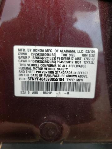 Photo 10 from auction – 2009 HONDA PILOT EX with VIN 5FNYF48439B055184