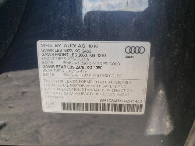 Photo 10 from auction – 2017 AUDI Q5 PREMIUM with VIN WA1C2AFP9HA071442