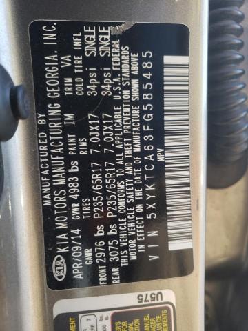 Photo 10 from auction – 2015 KIA SORENTO LX with VIN 5XYKTCA63FG585485