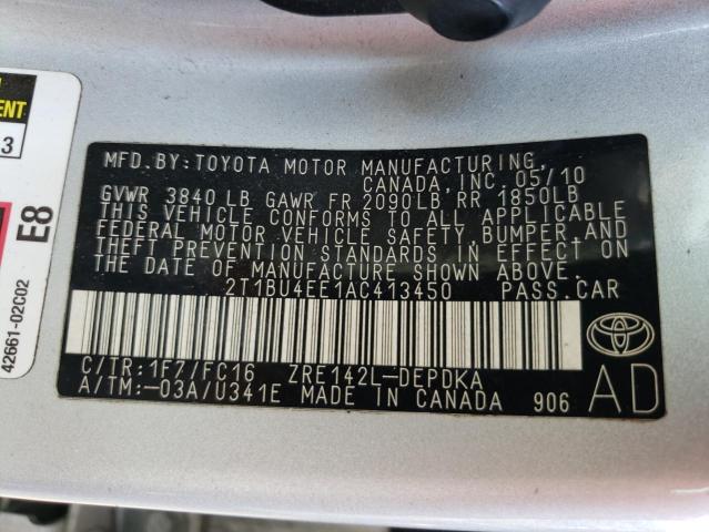 Photo 10 from auction – 2010 TOYOTA COROLLA BA with VIN 2T1BU4EE1AC413450