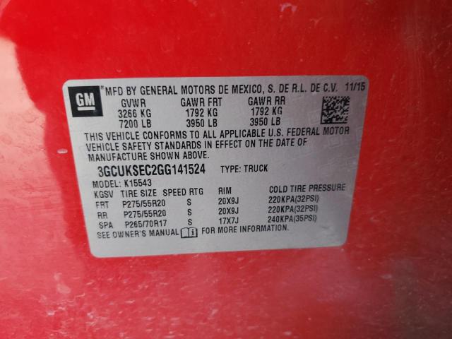 Photo 10 from auction – 2016 CHEVROLET SILVERADO with VIN 3GCUKSEC2GG141524