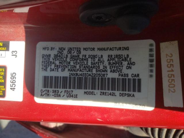Photo 10 from auction – 2010 TOYOTA COROLLA with VIN 1NXBU4EE0AZ205087