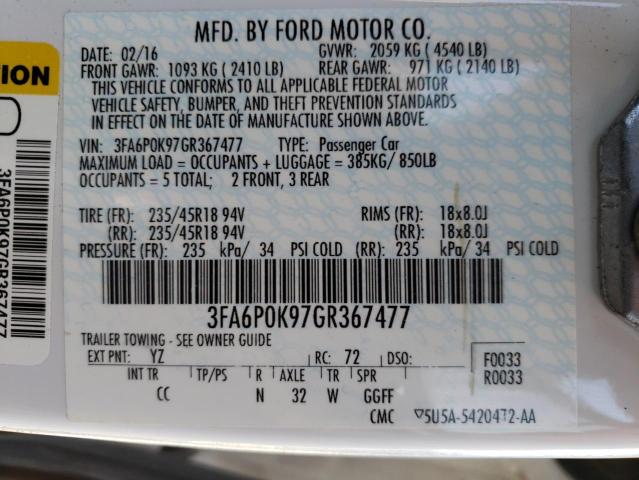 Photo 10 from auction – 2016 FORD FUSION TIT with VIN 3FA6P0K97GR367477