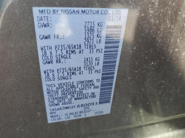 Photo 10 from auction – 2014 NISSAN PATHFINDER with VIN 5N1AR2MM5EC680093