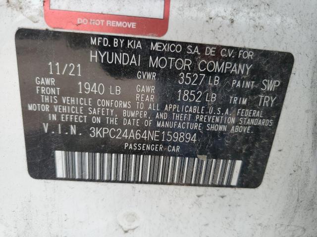 Photo 10 from auction – 2022 HYUNDAI ACCENT SE with VIN 3KPC24A64NE159894