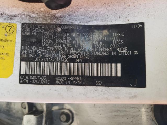 Foto 10 de la subasta – 2007 TOYOTA HIGHLANDER con VIN JTEGD21A870161420