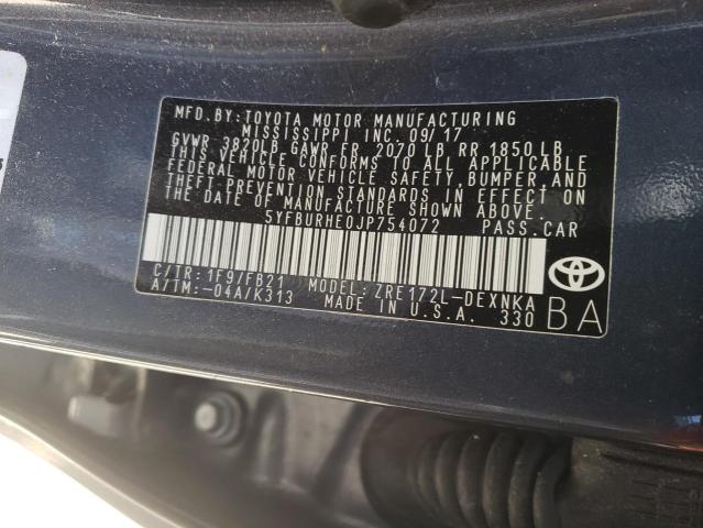 Photo 10 from auction – 2018 TOYOTA COROLLA L with VIN 5YFBURHE0JP754072