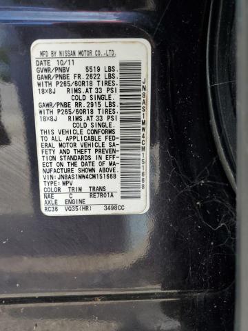 Photo 10 from auction – 2012 INFINITI FX35 with VIN JN8AS1MW4CM151668