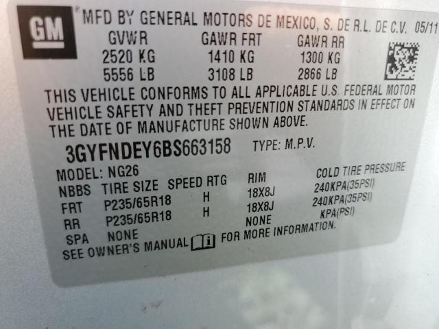 Photo 10 from auction – 2011 CADILLAC SRX PERFOR with VIN 3GYFNDEY6BS663158