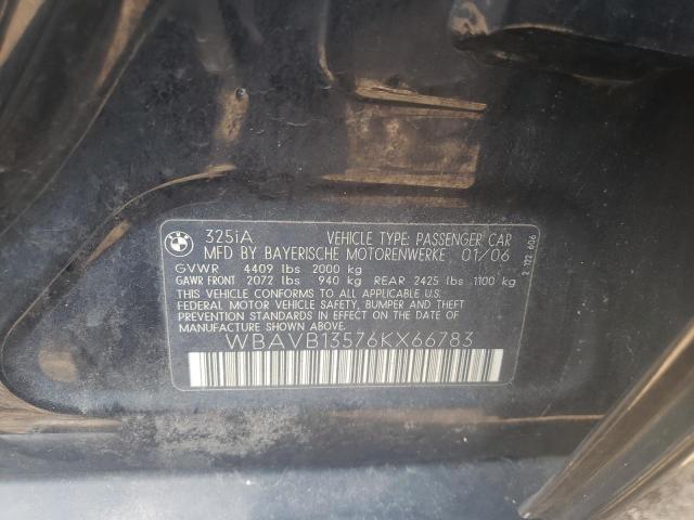 Photo 10 from auction – 2006 BMW 325 I with VIN WBAVB13576KX66783