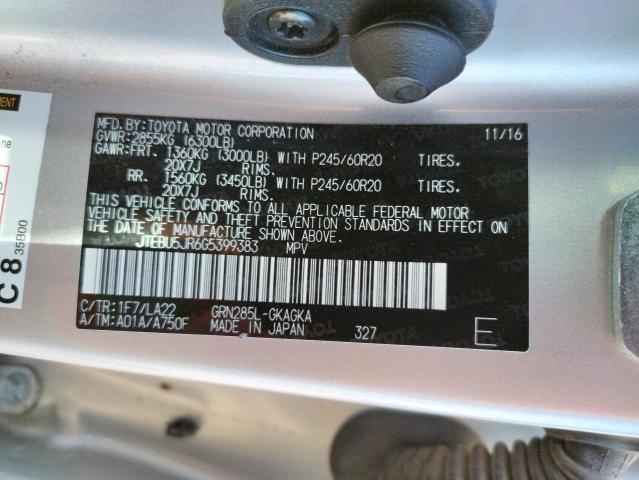Photo 10 from auction – 2016 TOYOTA 4RUNNER SR with VIN JTEBU5JR6G5399383