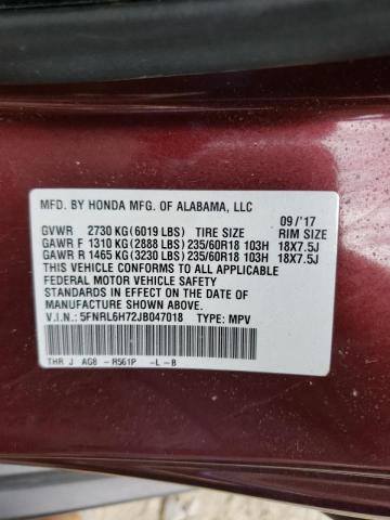 Photo 10 from auction – 2018 HONDA ODYSSEY EX with VIN 5FNRL6H72JB047018