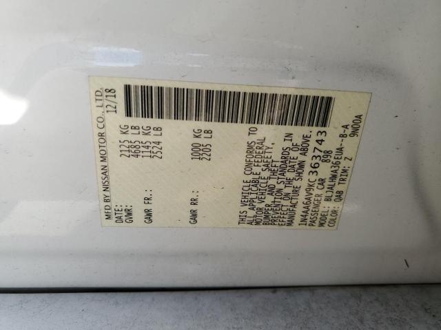 Photo 10 from auction – 2019 NISSAN MAXIMA S with VIN 1N4AA6AV9KC363743