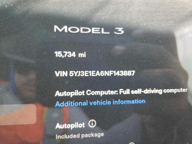 Photo 8 from auction – 2022 TESLA MODEL 3 with VIN 5YJ3E1EA6NF143887