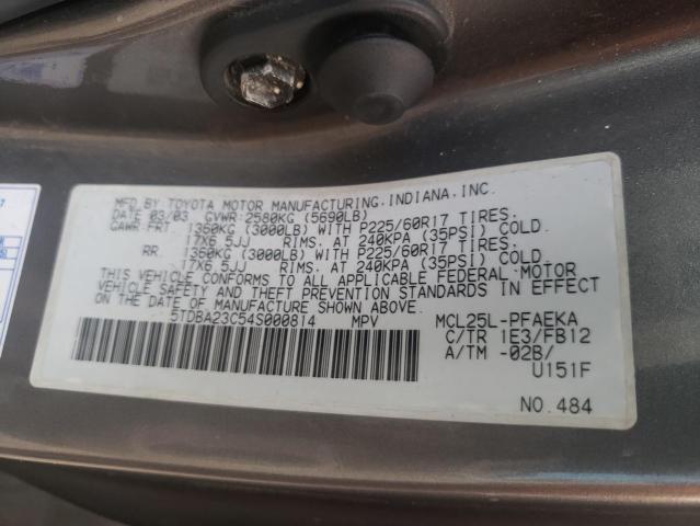 Photo 10 from auction – 2004 TOYOTA SIENNA LE with VIN 5TDBA23C54S000814