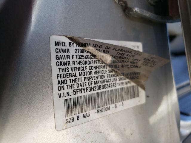 Photo 10 from auction – 2011 HONDA PILOT LX with VIN 5FNYF3H20BB034243