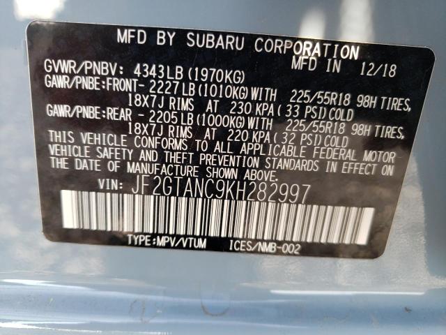 Photo 10 from auction – 2019 SUBARU CROSSTREK with VIN JF2GTANC9KH282997