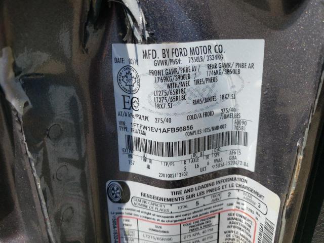 Photo 10 from auction – 2010 FORD F150 SUPER with VIN 1FTFW1EV1AFB56856
