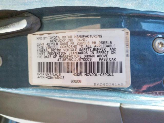 Photo 10 from auction – 2001 TOYOTA CAMRY LE with VIN 4T1BF28K11U970003