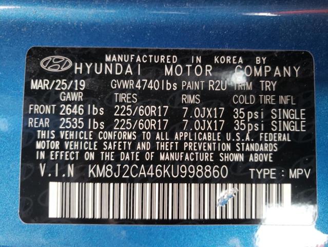 Photo 10 from auction – 2019 HYUNDAI TUCSON SE with VIN KM8J2CA46KU998860