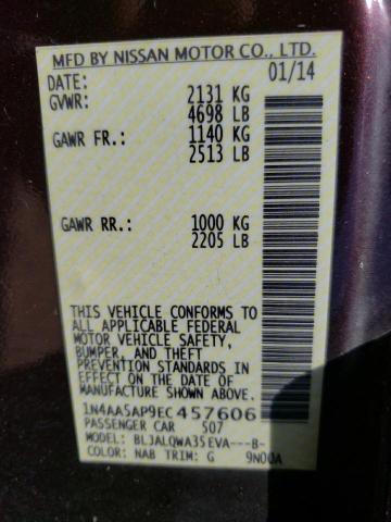 Photo 10 from auction – 2014 NISSAN MAXIMA S with VIN 1N4AA5AP9EC457606