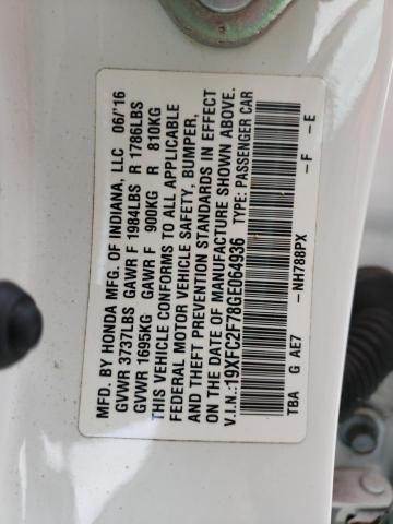 Photo 10 from auction – 2016 HONDA CIVIC EX with VIN 19XFC2F78GE064936