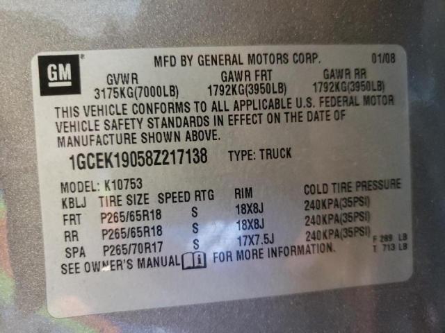 Photo 10 from auction – 2008 CHEVROLET SILVERADO with VIN 1GCEK19058Z217138