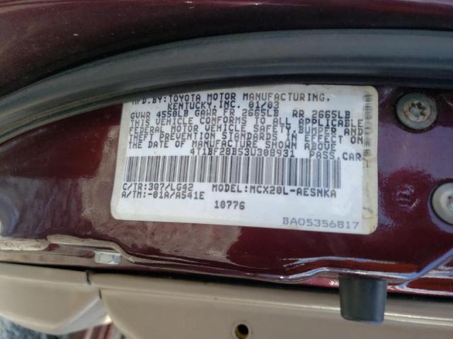 Photo 10 from auction – 2003 TOYOTA AVALON XL with VIN 4T1BF28B53U308931