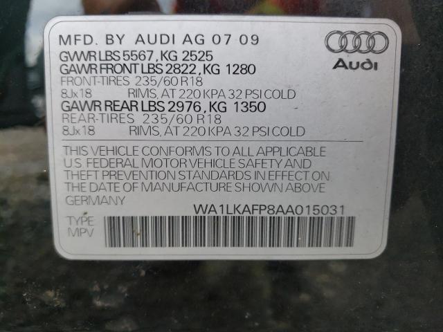 Photo 10 from auction – 2010 AUDI Q5 PREMIUM with VIN WA1LKAFP8AA015031