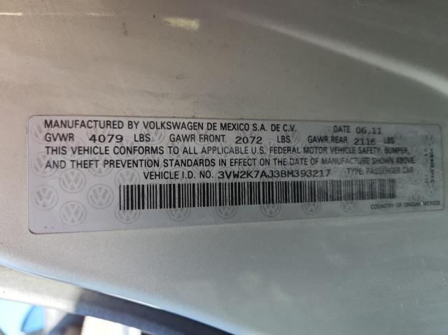 Photo 10 from auction – 2011 VOLKSWAGEN JETTA BASE with VIN 3VW2K7AJ3BM393217