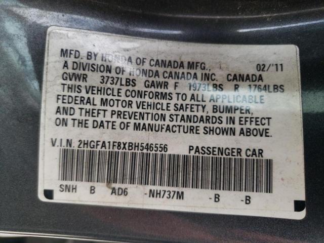 Photo 10 from auction – 2011 HONDA CIVIC EX with VIN 2HGFA1F8XBH546556