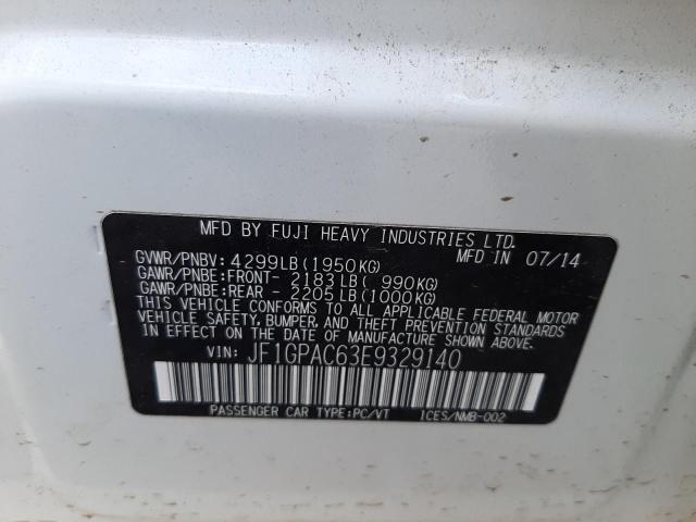 Photo 10 from auction – 2014 SUBARU IMPREZA PR with VIN JF1GPAC63E9329140