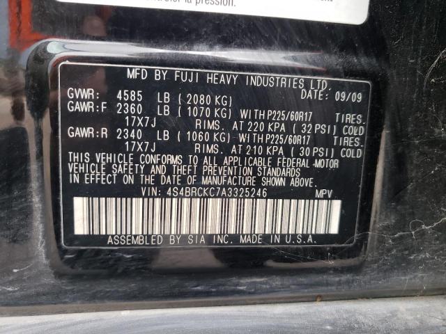 Photo 10 from auction – 2010 SUBARU OUTBACK 2. with VIN 4S4BRCKC7A3325246