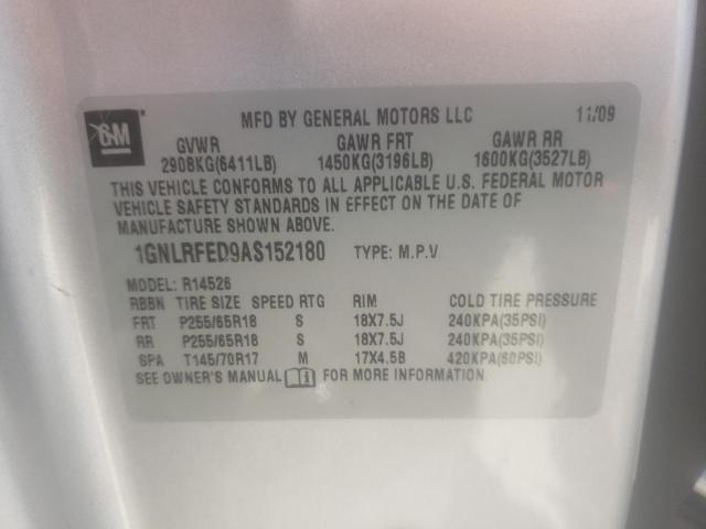 Photo 10 from auction – 2010 CHEVROLET TRAVERSE L with VIN 1GNLRFED9AS152180
