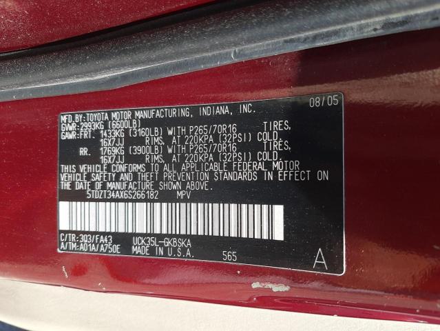 Photo 10 from auction – 2006 TOYOTA SEQUOIA SR with VIN 5TDZT34AX6S266182