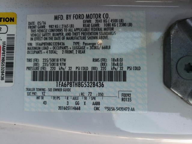 Photo 10 from auction – 2016 FORD MUSTANG with VIN 1FA6P8TH8G5328436