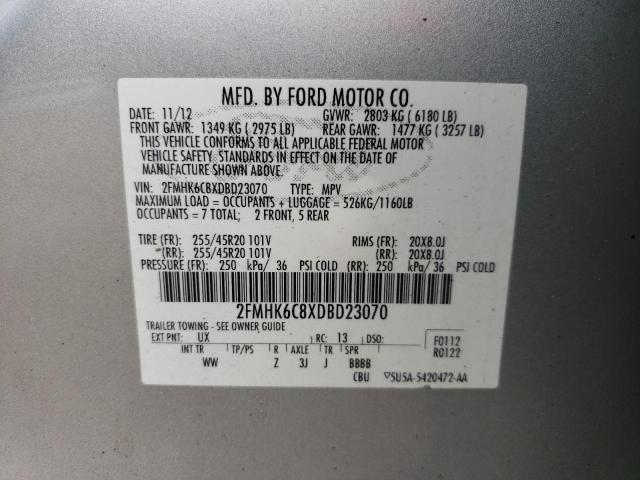 Photo 10 from auction – 2013 FORD FLEX SEL with VIN 2FMHK6C8XDBD23070