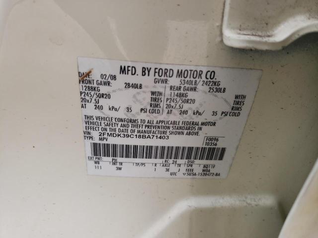 Photo 10 from auction – 2008 FORD EDGE LIMIT with VIN 2FMDK39C18BA71403