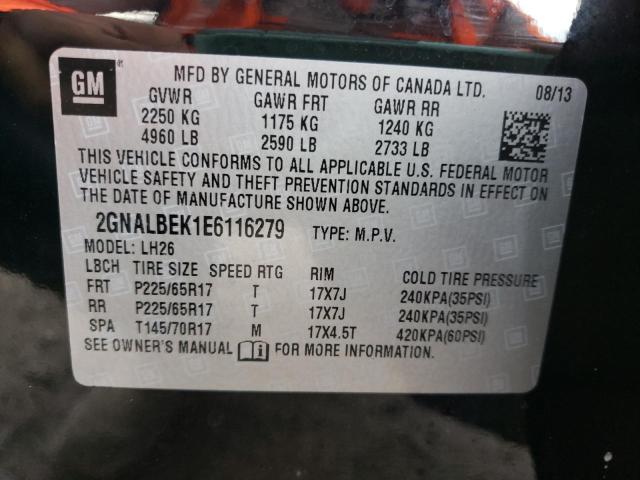 Photo 10 from auction – 2014 CHEVROLET EQUINOX LT with VIN 2GNALBEK1E6116279