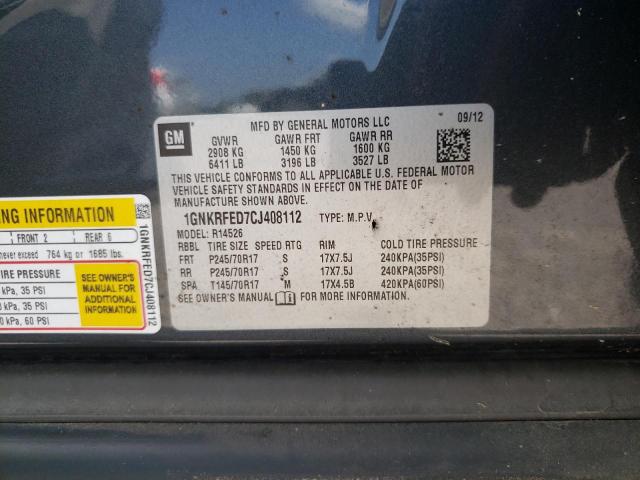 Photo 10 from auction – 2012 CHEVROLET TRAVERSE L with VIN 1GNKRFED7CJ408112