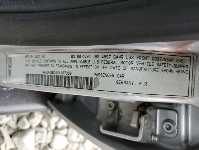 Photo 10 from auction – 2000 AUDI A4 2.8 QUA with VIN WAUDH28D4YA167350