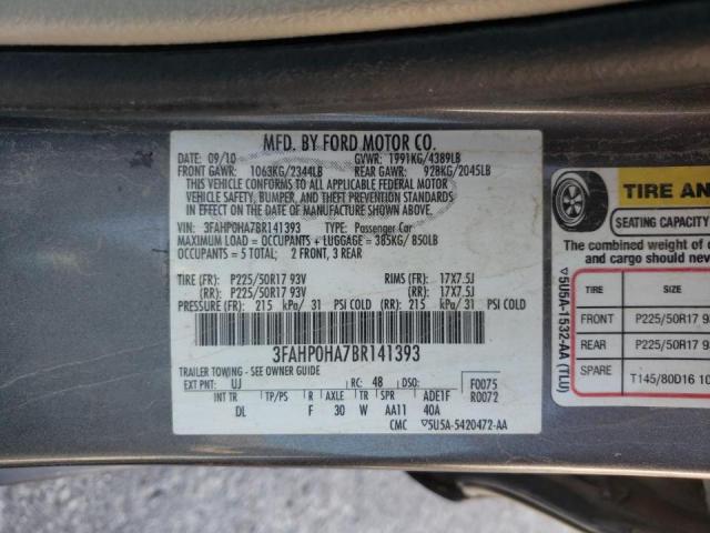 Photo 10 from auction – 2011 FORD FUSION with VIN 3FAHP0HA7BR141393