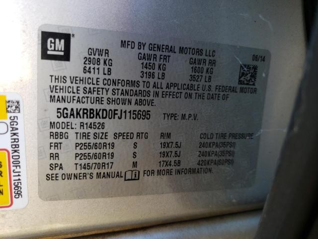 Photo 10 from auction – 2015 BUICK ENCLAVE with VIN 5GAKRBKD0FJ115695