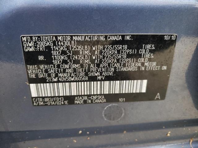 Photo 10 from auction – 2011 TOYOTA RAV4 SPORT with VIN 2T3WF4DV5BW060568